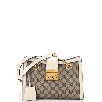 Gucci Padlock Chain Tote GG Coated Canvas with Leather Small