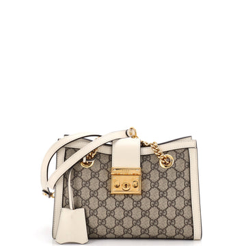 Gucci Padlock Chain Tote GG Coated Canvas with Leather Small