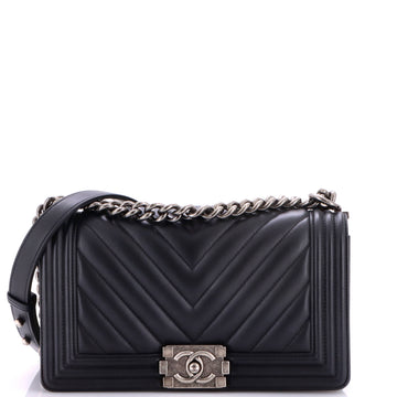Chanel Boy Flap Bag Chevron Calfskin Old Medium