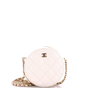 Chanel Round Clutch with Chain Quilted Caviar Mini