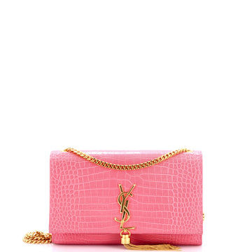 Saint Laurent Classic Monogram Tassel Crossbody Bag Crocodile Embossed Leather Medium