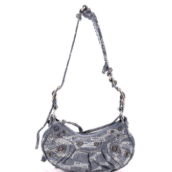 Balenciaga Le Cagole Giant Studs Shoulder Bag BB Denim XS