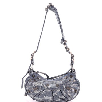 Balenciaga Le Cagole Giant Studs Shoulder Bag BB Denim XS