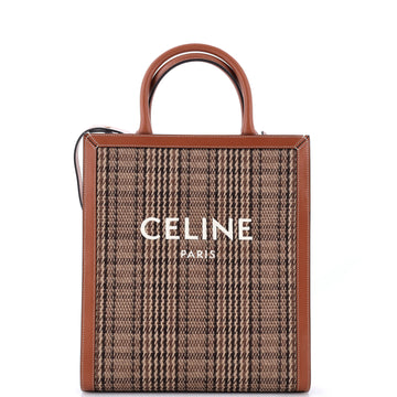 Celine Vertical Cabas Tote Check Canvas and Leather Small