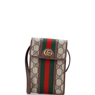 Gucci Ophidia Vertical Flap Crossbody Bag GG Coated Canvas Mini