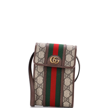 Gucci Ophidia Vertical Flap Crossbody Bag GG Coated Canvas Mini