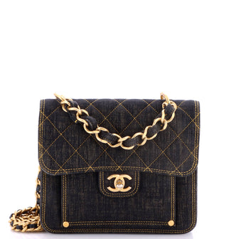 Chanel Double You CC Flap Bag Quilted Denim Medium
