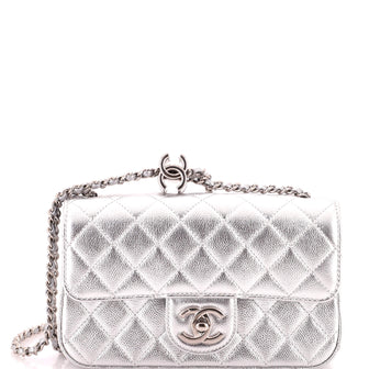 Chanel CC Slide Flap Bag Quilted Metallic Caviar Mini