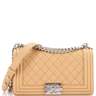 Chanel Boy Flap Bag Quilted Caviar Old Medium
