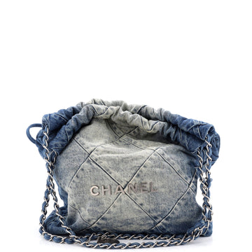 Chanel 22 Chain Hobo Quilted Denim Small