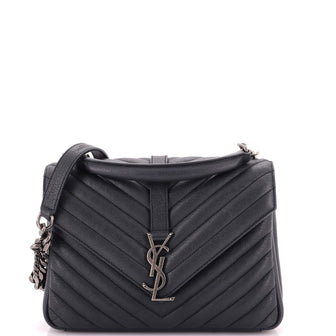 Saint Laurent Classic Monogram College Bag Matelasse Chevron Leather Medium