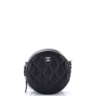 Chanel Round Clutch with Chain Quilted Caviar Mini