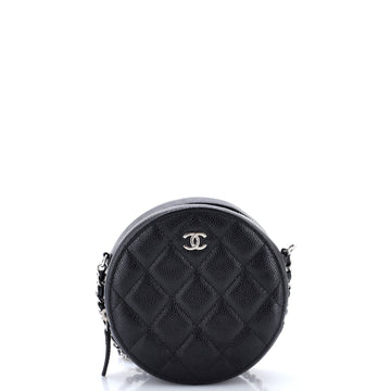 Chanel Round Clutch with Chain Quilted Caviar Mini