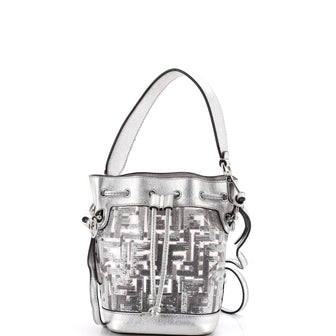 Fendi Mon Tresor Bucket Bag Sequin Zucca Embroidered PVC Mini