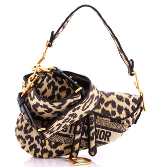 Christian Dior Saddle Handbag Mizza Embroidered Canvas Medium