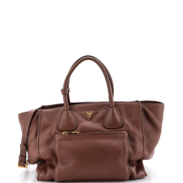 Prada Front Pocket Wing Convertible Tote Vitello Daino