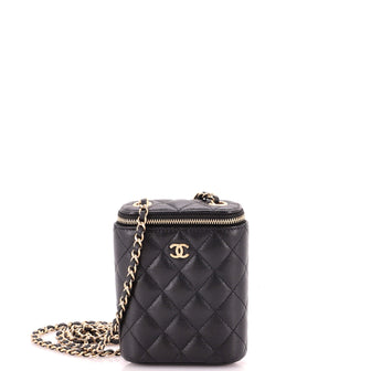 Chanel Vertical Classic Vanity Case with Chain Quilted Caviar Small