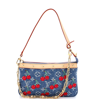 Louis Vuitton x Takashi Murakami Chain Pochette Accessoires NM Limited Edition Monogram Cerises Denim