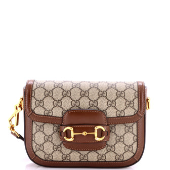 Gucci Horsebit 1955 Shoulder Bag GG Coated Canvas with Leather Mini