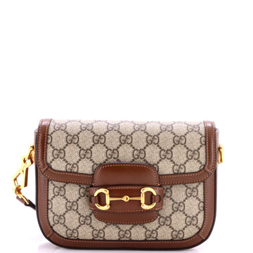 Gucci Horsebit 1955 Shoulder Bag GG Coated Canvas with Leather Mini
