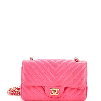 Chanel Classic Single Flap Bag Chevron Lambskin Mini