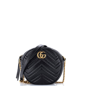 Gucci GG Marmont Round Shoulder Bag Matelasse Leather Mini