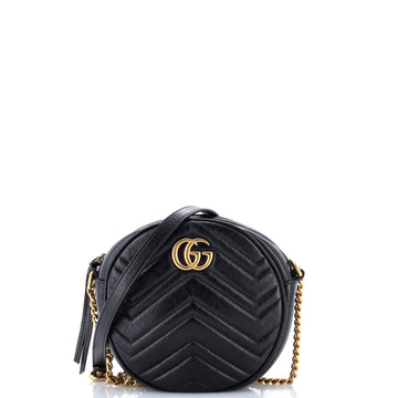 Gucci GG Marmont Round Shoulder Bag Matelasse Leather Mini