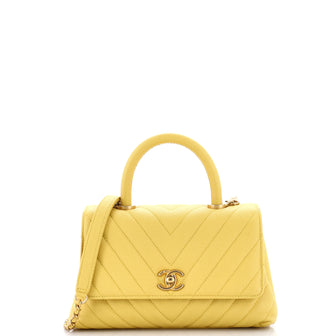 Chanel Coco Top Handle Bag Chevron Caviar Mini