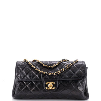 Chanel Clams Pocket Flap Bag Quilted Glazed Calfskin Jumbo