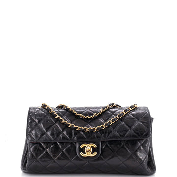 Chanel Clams Pocket Flap Bag Quilted Glazed Calfskin Jumbo