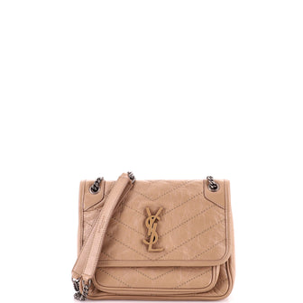 Saint Laurent Niki Chain Flap Bag Matelasse Chevron Leather Baby