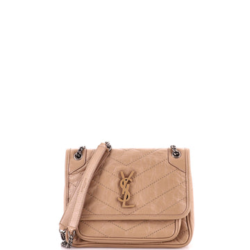 Saint Laurent Niki Chain Flap Bag Matelasse Chevron Leather Baby