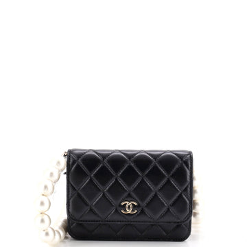 Chanel Pearl Strap CC Wallet on Chain Quilted Calfskin Mini