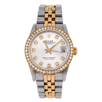 Rolex Oyster Perpetual Datejust Automatic Watch Stainless Steel and Yellow Gold with Diamond Bezel and Markers 31
