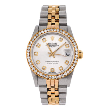 Rolex Oyster Perpetual Datejust Automatic Watch Stainless Steel and Yellow Gold with Diamond Bezel and Markers 31
