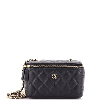 Chanel Classic Vanity Case with Chain Quilted Caviar Small