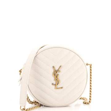 Saint Laurent Vinyle Round Camera Bag Matelasse Chevron Leather
