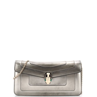 Bvlgari Serpenti Forever Chain Clutch Metallic Leather