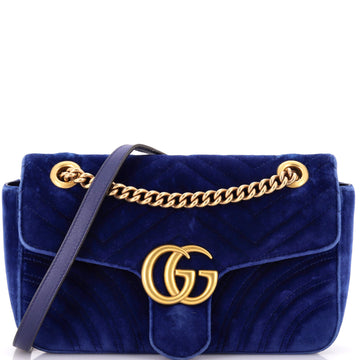 Gucci GG Marmont Flap Bag Matelasse Velvet Small