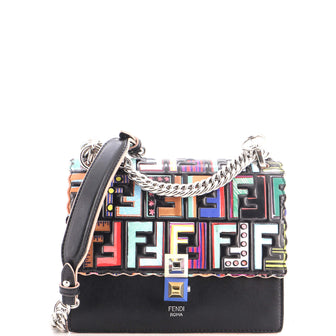 Fendi Kan I Bag Zucca Embossed Patent and Leather Small