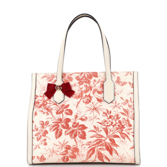 Gucci GG Ribbon Tote Coated Printed Canvas Medium