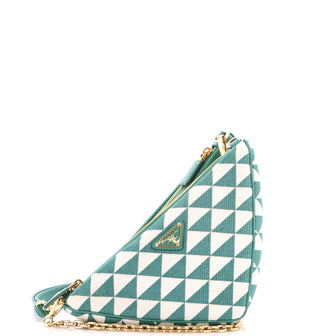 Prada Double Symbole Triangle Bag Leather and Jacquard Mini