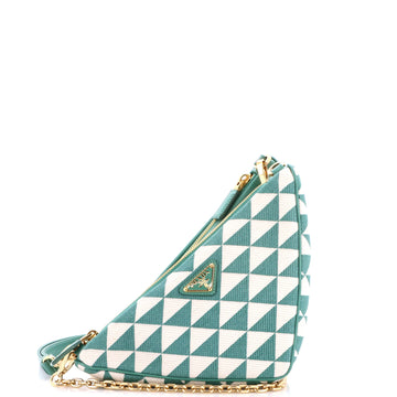 Prada Double Symbole Triangle Bag Leather and Jacquard Mini