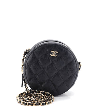 Chanel Round Clutch with Chain Quilted Caviar Mini