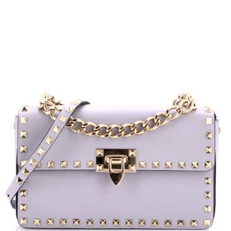 Valentino Garavani Rockstud Chain Flip Lock Flap Bag Leather Medium
