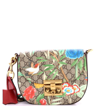 Gucci Padlock Saddle Shoulder Bag Tian Print GG Coated Canvas Medium