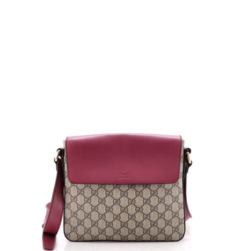 Gucci Flap Messenger Bag GG Coated Canvas with Leather Medium