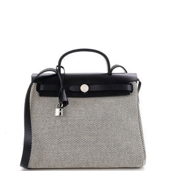 Hermes Herbag Zip Criss Viking Toile and Leather 31