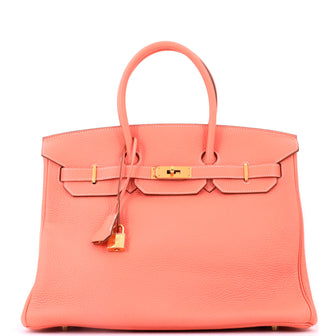 Hermes Birkin Handbag Pink Clemence with Gold Hardware 35