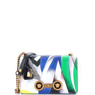 Versace Medusa Padlock Icon Flap Bag Printed Leather Medium